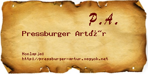 Pressburger Artúr névjegykártya